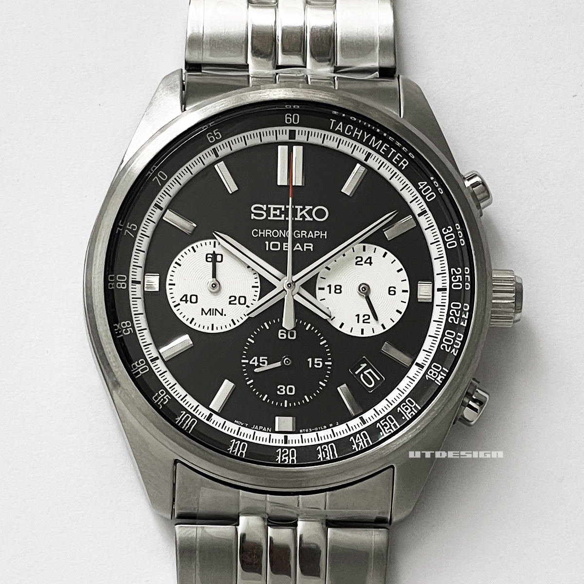 最落17，000 SEIKOセイコー逆輸入【クロノグラフパーペチュアルカレンダー】ネオクラシックブラックレザーメンズウォッチ本革アラーム付白 SEIKOセイコー クロノグラフ メンズ腕時計 ダイバーズ